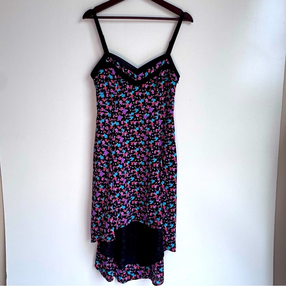 Silence + Noise Black Pink Blue Floral Dress Corset Babydoll Festival Whimsi